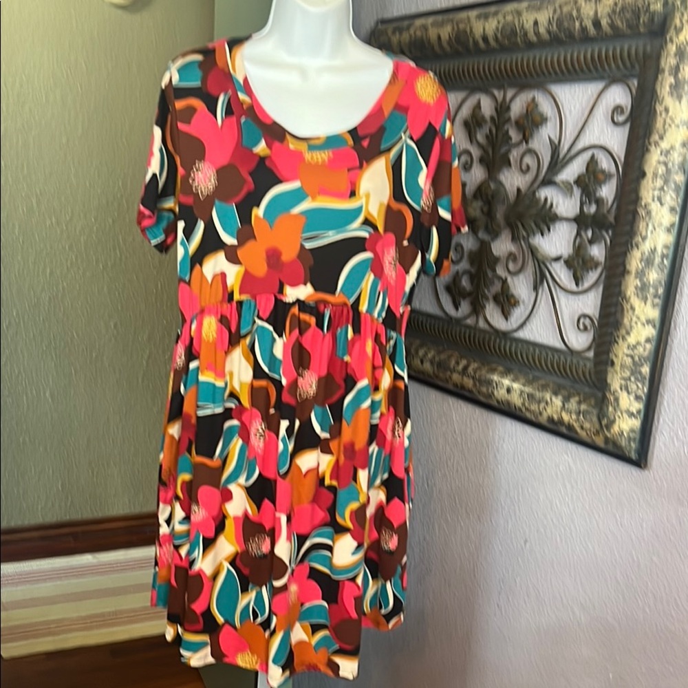 Hapatics by Holly Harper Cutest Multicolored Floral Baby Doll Style Dress Sz S💙